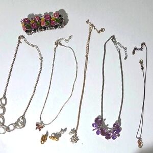 Five Necklaces Two Pierced Earrings One Stretch Bracelet